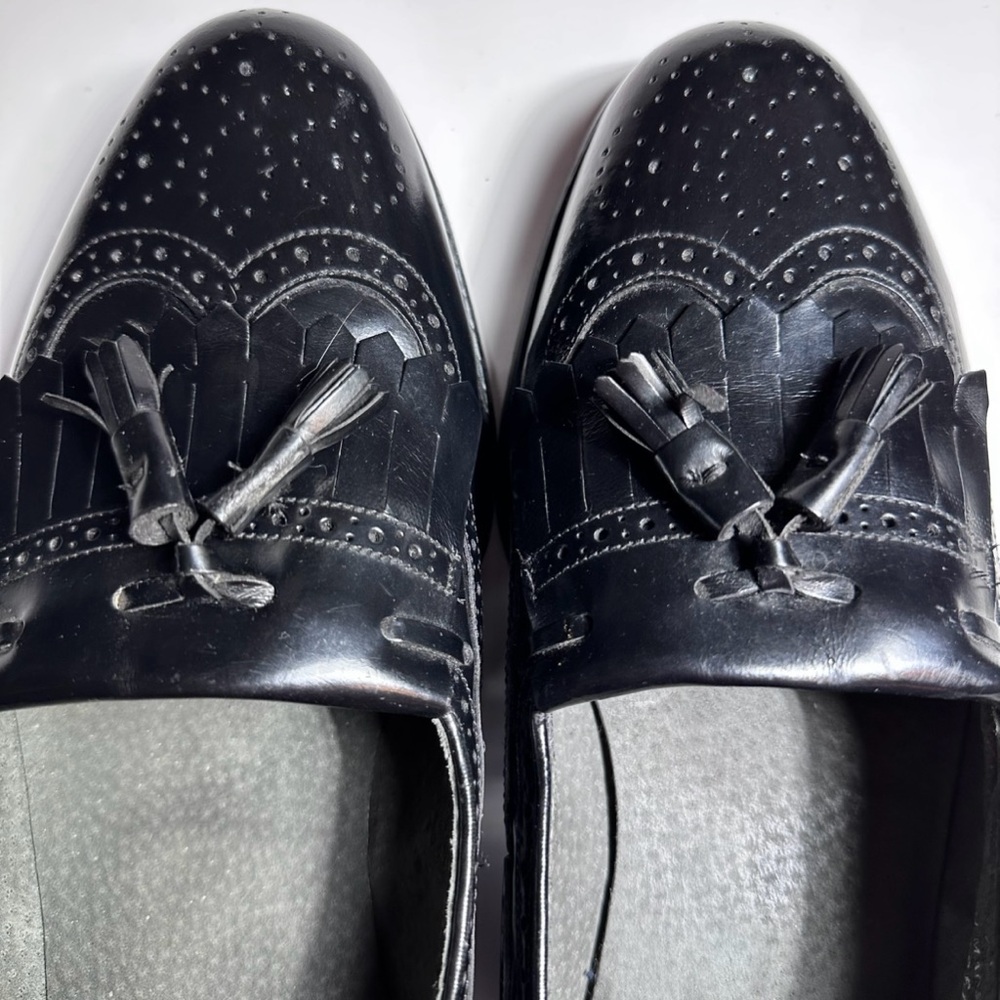 Bostonian Sz 10 EEE Tasseled Wingtip Slip-on Dress Shoes - Picture 2 of 12